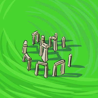 Drawing of Stonehenge. Okay, it's been debunked that it was for keeping time, but hey - Rule of Cool and all that.